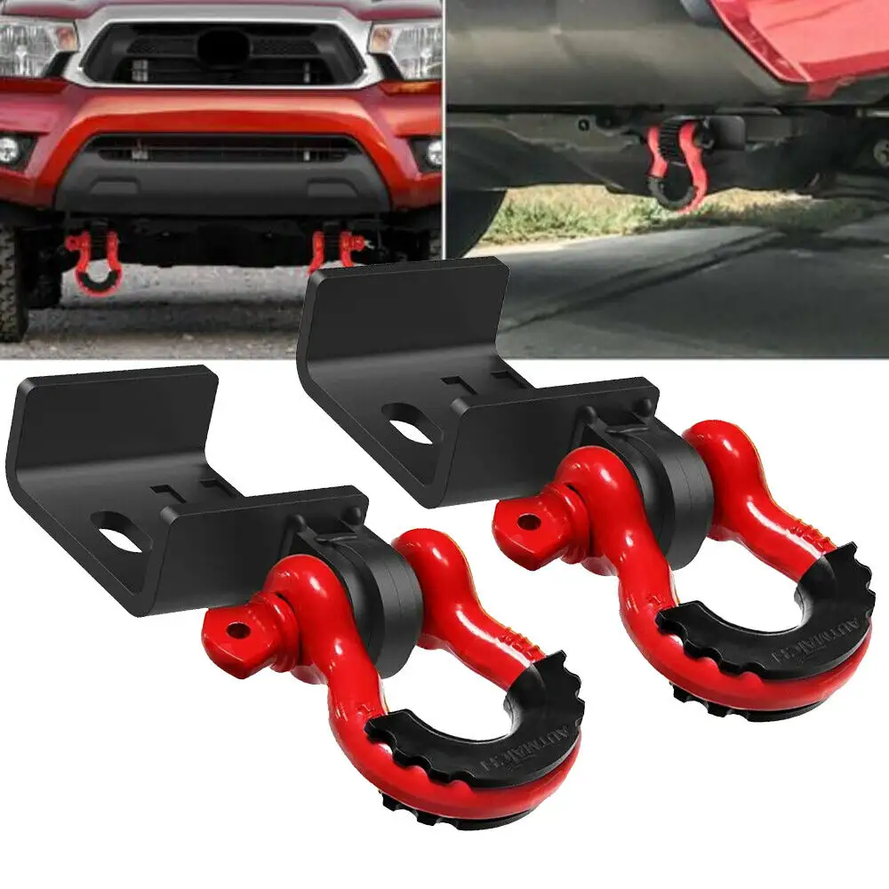 4X4 Offroad Truck Parts Front Tow Hook Mount Bracket and D-Ring Buckle D Ring Shackles for Tacoma 2009-2023 88711 Demon Bracket