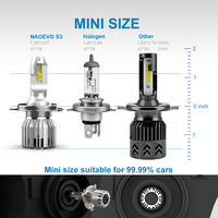NAO-faro de luz Led 6500K, 7200LM, S3, H11, reemplazo de halógeno y lente de xenón, Mini bombillas H4, H11, H7