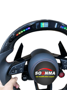 Volant R8 <span class=keywords><strong>S</strong></span> <span class=keywords><strong>Line</strong></span> avec bouton de démarrage, entièrement en Alcantara, LED, pour Audi <span class=keywords><strong>A3</strong></span> A4 A5 A6 A7 A8 C7 C8 B8 B9 S3 S4 S5 S6 RS3 RS5 RS6 C8 - Product Image 6