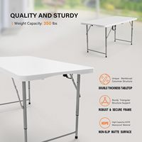 Table pliante rectangulaire antidérapante en plastique HDPE avec cadre en acier renforcé pour extérieur, jardin, patio, pique-nique, camping, restaurant, événement