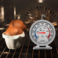 Termometer Oven Baja Tahan Karat, Pengukur Suhu Mekanis Presisi Tinggi, Dial Besar untuk Memanggang, Memasak, BBQ, Panggangan, Dapur