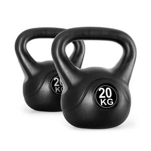 Spor gücü eğitimi özel farklı ağırlık 16KG 20KG 24KG LBS siyah kum dolu plastik çimento Kettlebell fabrika fiyat - Product Image 1