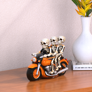 Fabrik Großhandel Custom Keramik Triple Skeleton Motorrad Glas Porzellan Schädel Trio Rider Halloween Lager behälter Gläser - Product Image 4