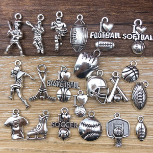 Antique Silver Alloy Sports Charms Pendant DIY Jewelry Accessories 20 Styles Mixed Set - Product Image 1