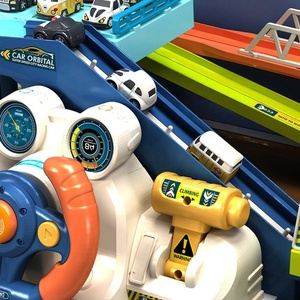 Jouet de simulation de conduite pour enfants à assembler soi-même : Volant multifonction, train urbain, piste de <span class=keywords><strong>voiture</strong></span> et <span class=keywords><strong>parking</strong></span> urbain - Product Image 4
