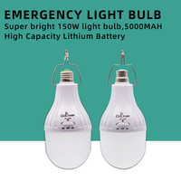 Ampoule LED SMD DC/AC E27 B22, lampe de camping extérieure rechargeable avec crochet en métal, batterie de grande capacité 150W 300LM