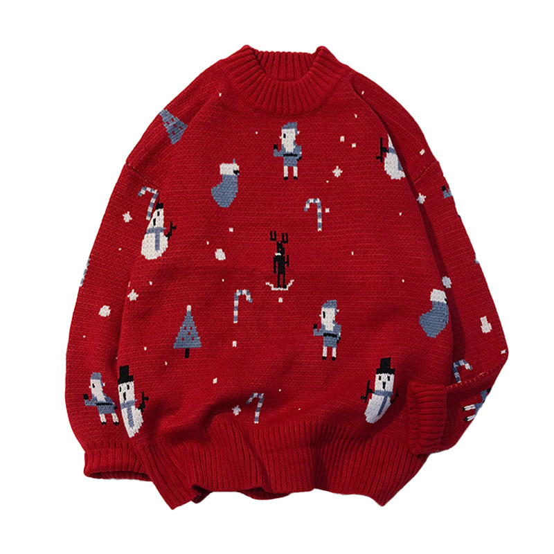 Christmas Red Sweater Men New Pullover Knit Sweater Mens Thicker Wild Autumn Winter Lovers Men'S Top