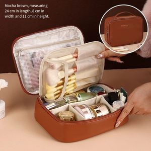Sac de maquillage avec panneau à pinceaux amovible, grande capacité, organiseur de cosmétiques de voyage pour femmes - Product Image 4
