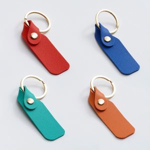 Blank Fob Kit Rectangular Pu Leather Keychain With <b>Key</b> <b>Ring</b> Minimalist Keyring for Diy - Product Image 3