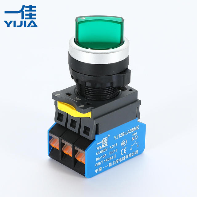 YIJIA LA38MK-XD 22MM Illuminated Multicolor Plastic Selector Switch Quick Plug Wiring 2 Way 3 Way Position Select 10A IP40 250V