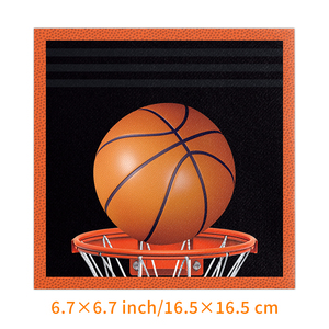 <span class=keywords><strong>Ensemble</strong></span> de vaisselle sur le thème du basketball pour fête d'anniversaire, assiettes et serviettes de table pour décorations de fête de garçon - Product Image 5