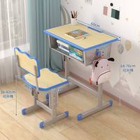 Ensemble bureau et chaise pour étudiants réglables en hauteur avec tiroir de rangement, crochet pour sac, table d'étude pour enfants, chaise pour l'école, la salle de classe, la maison