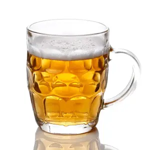 Groothandel Unieke Vormige 500Ml Grote Tankard Duitse Glas Bierpullen Mokken Met Handvat