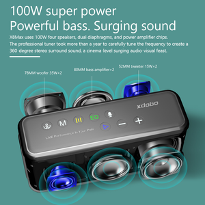 Original NOUVEAU CHAUD <span class=keywords><strong>XDOBO</strong></span> X8 Max 100W Puissante Enceinte BT Sans Fil Portable d'Extérieur TWS Système Home Cinéma Hifi Boîte Sonore Musicale - Product Image 4