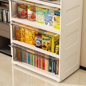 Cloison à double porte de <span class=keywords><strong>60</strong></span> <span class=keywords><strong>cm</strong></span> avec armoire transparente à clapet 2/3/4/5 organisateur d'étagères armoire de rangement en PP à roulement solide - Product Image 2