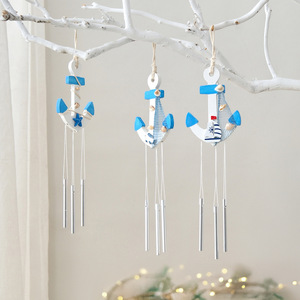 กระดิ่งลมรูปสมอเรือเมดิเตอร์เรเนียน ทำจากโลหะ สำหรับแขวนตกแต่งภายนอก สไตล์มหาสมุทร - Product Image 1