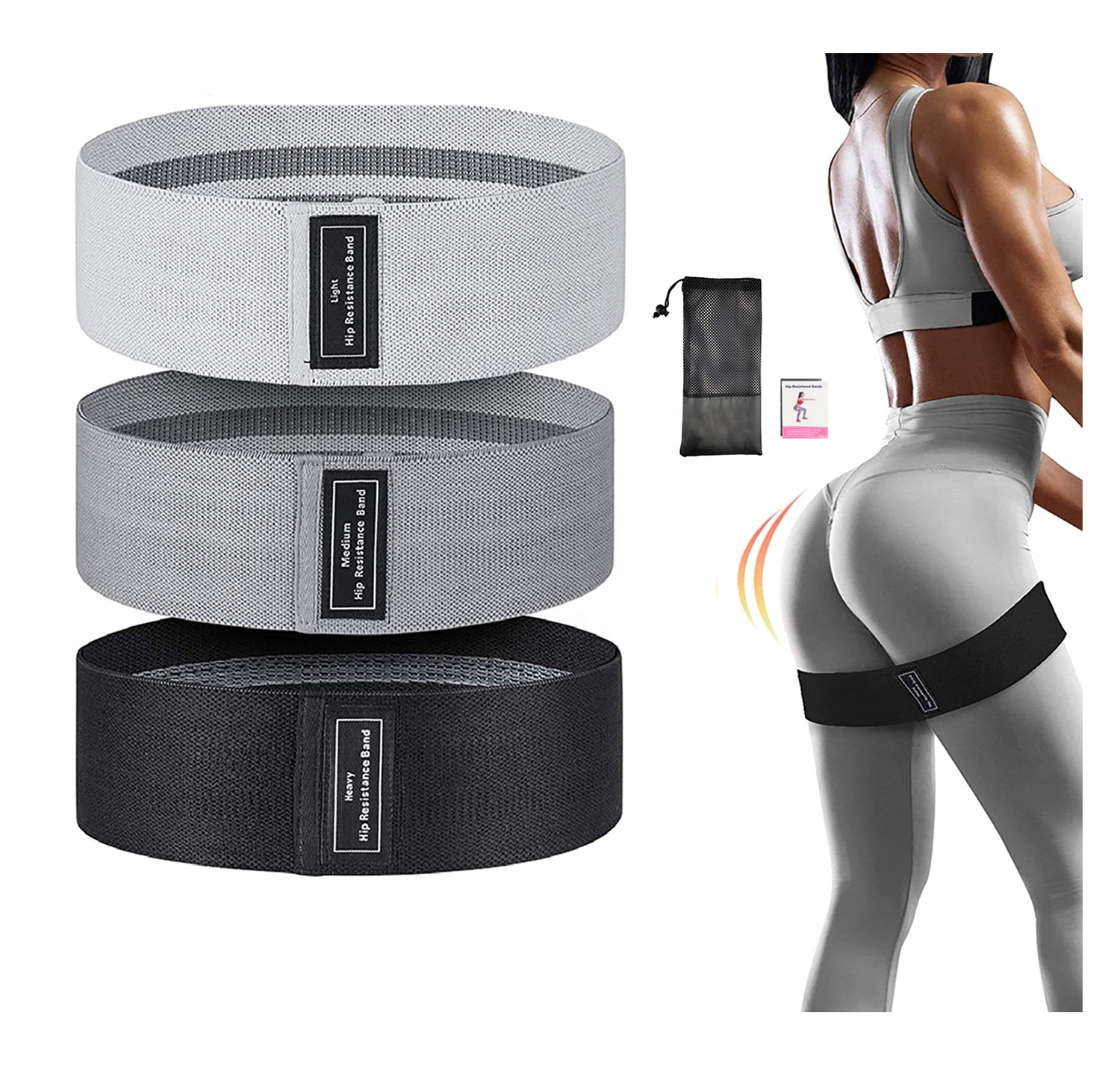 Non Slip Elastic Booty Exercise Belt Workout Bands Women Sports Fitness Resistance Bands for Legs and Butt Exercise Bands