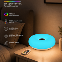 Lampe de table tactile créative RGB en forme de donut, design moderne et simple, rechargeable, 16 couleurs, LED à intensité variable, style nordique pour chambre, bar, bureau