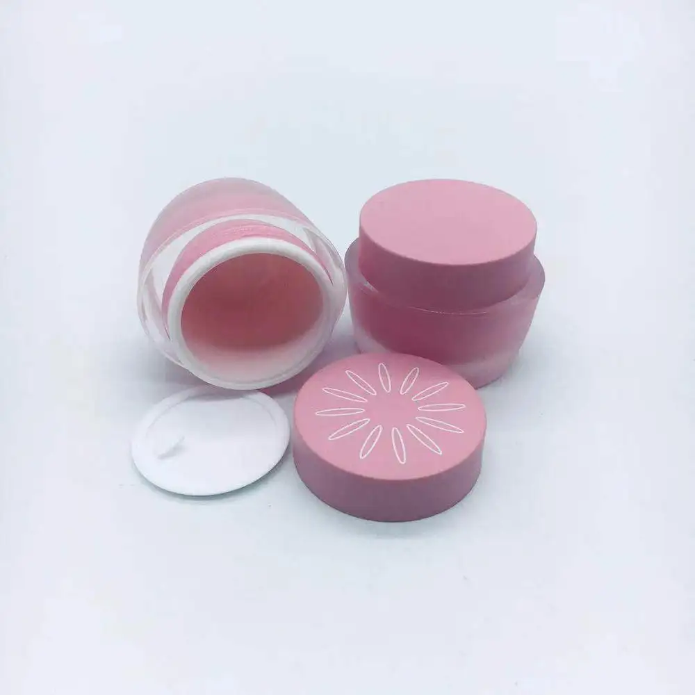 Mini pote de plástico acrílico para cosméticos, bálsamo labial oval com 15g