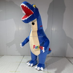 Disfraz Inflable <span class=keywords><strong>de</strong></span> Tiranosaurio Rex Azul, Traje <span class=keywords><strong>de</strong></span> Mascota <span class=keywords><strong>de</strong></span> <span class=keywords><strong>Dinosaurio</strong></span> <span class=keywords><strong>de</strong></span> Peluche <span class=keywords><strong>de</strong></span> Cuerpo Completo con Púas Rojas y Boca Abierta Grande - Product Image 3