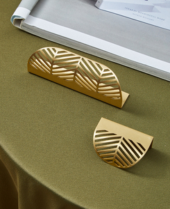 Qiansi HK0058 Leaf Shape Light Luxury Furniture Drawer <strong>Copper</strong> <strong>Handle</strong> Furniture Wardrobe Drawer Pull Knob Brass Door <strong>Handle</strong> - Product Image 2