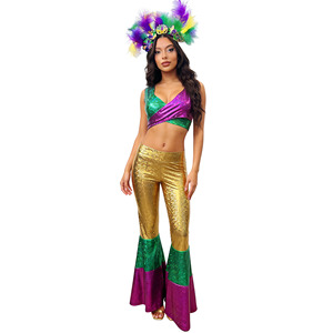 Ensemble deux pièces rétro <span class=keywords><strong>disco</strong></span> pour <span class=keywords><strong>femme</strong></span>, haut et pantalon, pour performance de danse, carnaval adulte 2026 - Product Image 3