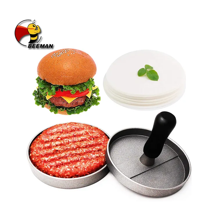 Beeman Manual Gietijzeren Non-Stick Vlees Burger Smash Press Hamburger Patty Maker