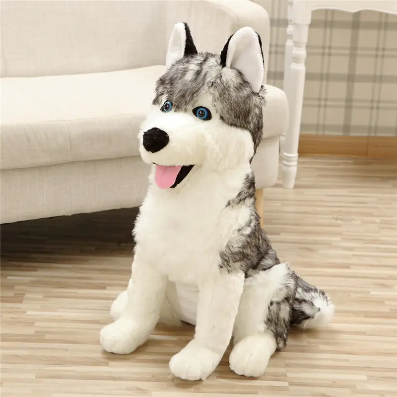 Realistic Grey Wolf Plush Stuffed Animal Pillows Toys Custom Mascot Plush Toys Wolf Soft Toys