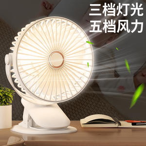 Ventilador de Escritorio Recargable con Luz, Motor DC, Color Blanco Puro y Azul Oscuro, Funciona con Batería, para Oficina y Hogar - Product Image 3