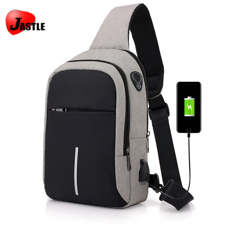 Custom design sling cross bag men crossbody bags messenger nylon shoulder chest bag with usb port