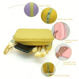 Pochette de maquillage en silicone durable avec logo personnalisé, fermeture éclair étanche, grande capacité pour les voyages en plein air et l'usage quotidien - Product Image 4