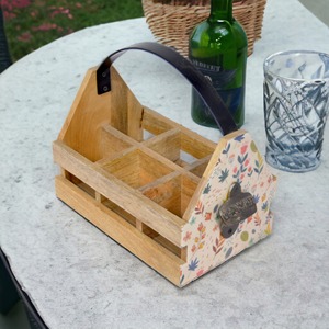 Handmade Wood Bar Tool Organizer Wooden Caddy with Metal side Opener Hotel Wine <b>Storage</b> wooden <b>bottle</b> caddy bar accessories - Product Image 6