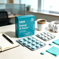 Comprimés Énergie et Concentration pour Adultes en Blister, L-Théanine, Vitamines B6 et B12, 100g, Clarté Mentale, Soutien Cérébral, Supplément OEM ODM