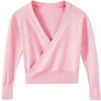 Tenue de danse de ballet pour enfants pas chère, pull enveloppant de ballerine à manches longues, haut à taille élastique en polyester, tenue d'entraînement chaude pour filles