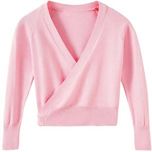 Tenue de danse de ballet pour enfants pas chère, pull enveloppant de ballerine à manches longues, haut à taille élastique en polyester, tenue d'entraînement chaude pour filles - Product Image 3