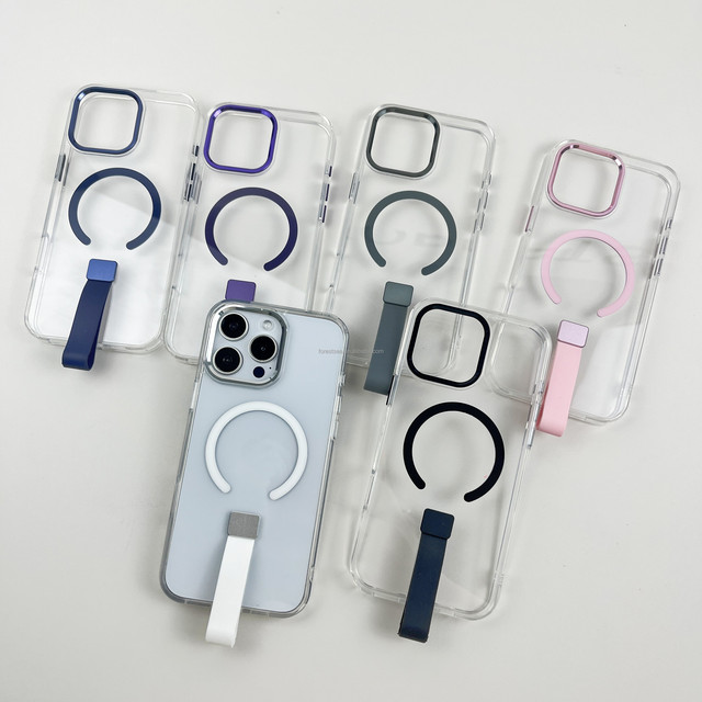 Phone Case Clear Silicone Strap Transparent Back Magnetic case Wholesale for iPhone 17 Pro 16 Plus Trendy Luxury Shockproof