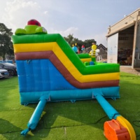 Nouvelle Tente Gonflable de Saut et de Rebond Leap avec Toboggan, Parc d'Obstacles, Thème Ville Amusante, Château Gonflable