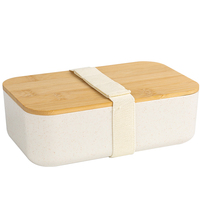 Boîte à lunch portable en paille de blé, matériau sûr, avec anneau d'étanchéité, couvercle en bambou étanche, 1-3L, pour conservation des aliments, couteau, fourchette, cuillère, facile à nettoyer