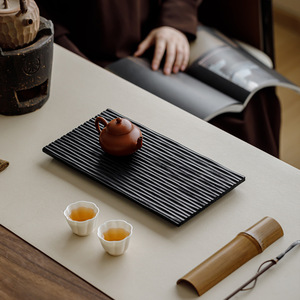 Guanlan Walnut Wood Carbonized <b>Tea</b> <b>Tray</b> Rectangular Flat Heat Resistant For Kung Fu <b>Tea</b> Home Use - Product Image 2