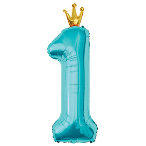 Ballons Chiffres Bleu Turquoise Couronne 40 Pouces en Mylar Hélium pour Anniversaire, Mariage, Thème Sirène, Décoration de Fête - Product Image 1