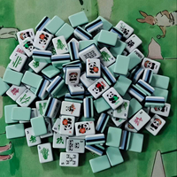 Jeu de Mahjong Américain NMJL 160 Tuiles Vert Melon de Miel Panda Tenant un Bambou Héritage Chinois Héritage Asiatique Célébration