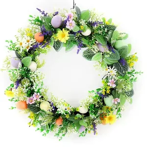 58cm Artificial Plastic Easter Eggs Wreath for Garden Outdoor Home for Party Decorations or Holiday Ornaments on Door Wall