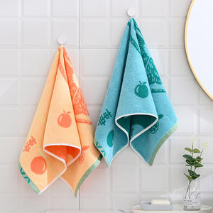 ผ้าขนหนูผ้าฝ้ายลายการ์ตูน 34x75 ซม. ผ้าขนหนูเช็ดหน้าที่อ่อนโยนต่อผิวสำหรับใช้ในบ้านสีเขียวและสีส้ม - Product Image 2