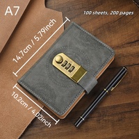 Carnet de Mot de Passe A7 Portable avec Serrure Cuir PU Petit Journal Secret pour Étudiants Bureau Cadeau