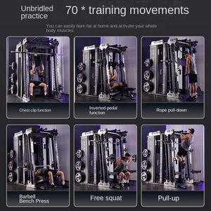 Station multifonction en acier, machine Smith, équipement d'entraînement complet, ensemble combiné pour squats, développés couchés et tractions verticales - Product Image 2
