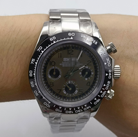 Montre à mouvement VK63, montre argentée avec calendrier, matériau en acier inoxydable 904L, six aiguilles, chronographe segmenté, montre pour homme