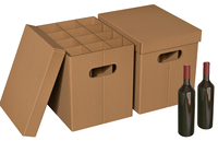 Boîte rigide en carton ondulé kraft écologique, recyclable, résistante et imperméable, sur mesure LEBO, compartiments oblongs pour plusieurs bouteilles