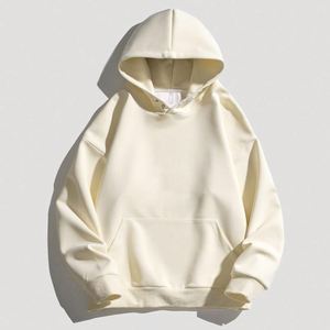 H5401 Wholesales Custom No String Button 400 Gsm Polyester <b>Drop</b> Shoulder Oversized Men's Hoodies - Product Image 3
