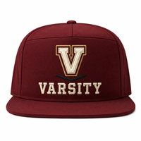 Casquette 5 panneaux en toile de coton avec étiquette personnalisée, style preppy streetwear, pour les acheteurs de détail de style de vie, avec broderie sur mesure