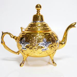 Two Tone Bimetallic <b>Tea</b> Server Gold And Silver Etched Finish Ornate Vintage Inspired Serving Pot Decorative Art Deco Style - Product Image 1